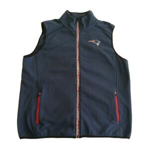 Team Apparel NE Patriots NFL Jacket Vest Jersey Men's L Navy Blue Fleece Sports